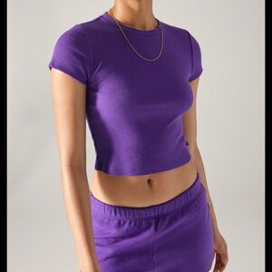 TNA Hold it Oritz Cropped T-Shirt Purple